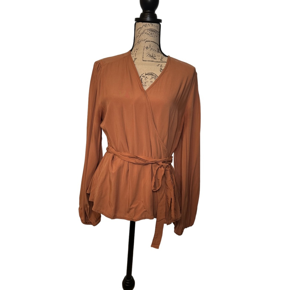 Old Navy Rust Tie Wrap Blouse